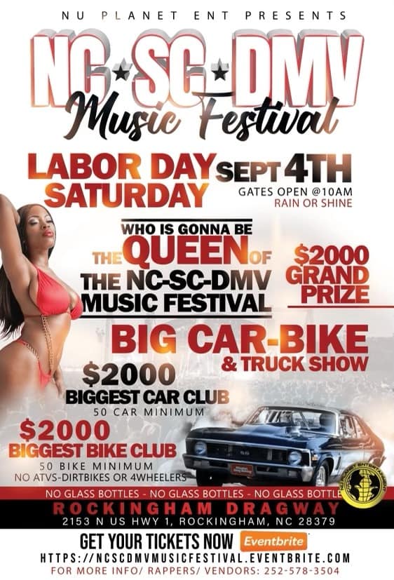 NC * SC * DMV Music Festival Featuring Lil Durk | Asian Doll | Plies Back Yard GoGo Band | Fredo Bang | Mooski #LaborDayWeekend Saturday Sept 4th at Rockingham Dragway #Rockingham NC