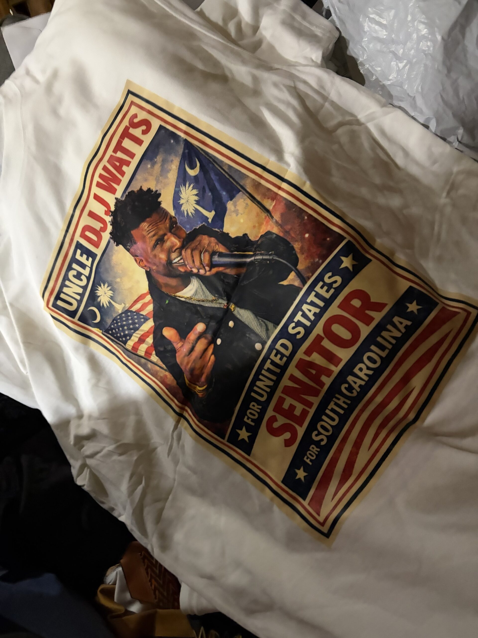 Uncle DJ J Watts for U.S. Senator South Carolina Graphic T-Shirt - Image 2