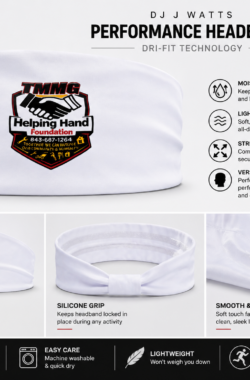 TMMG Helping Hand White Dri-Fit Performance Headband